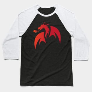 Dragon Head Silhouette Red Gradient Color Baseball T-Shirt